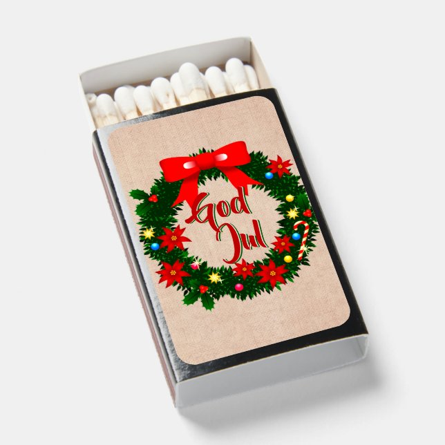 Swedish God Jul Merry Christmas Matchboxes (Front Open)