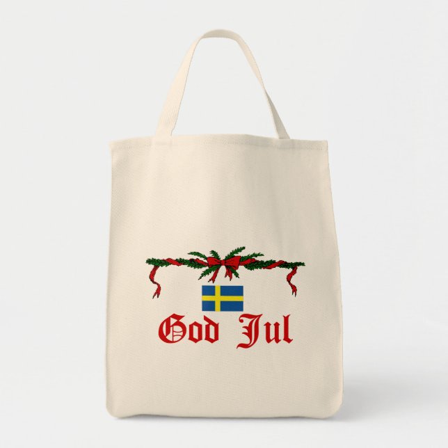 Swedish God Jul (Merry Christmas) Tote Bag (Front)