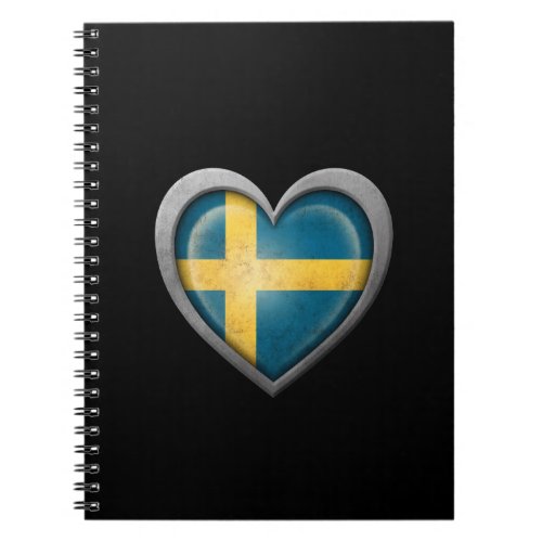 Swedish Heart Flag with Metal Effect Notebook