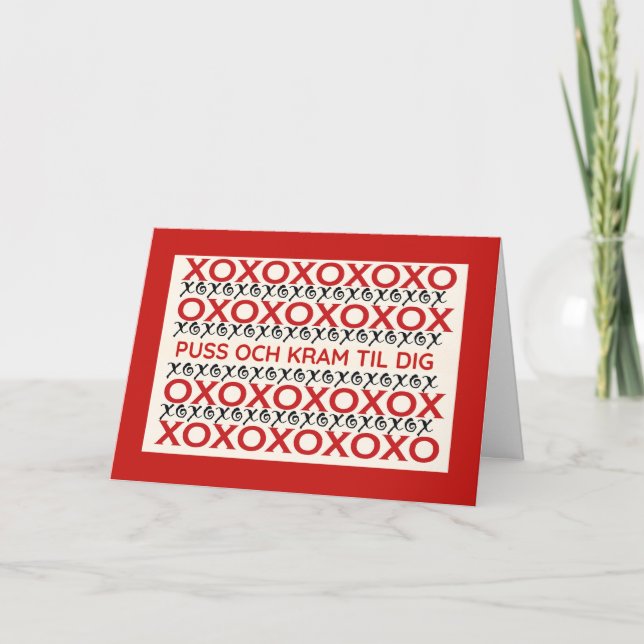 Swedish Heartfelt Hugs and Kisses for You  Card (Front)
