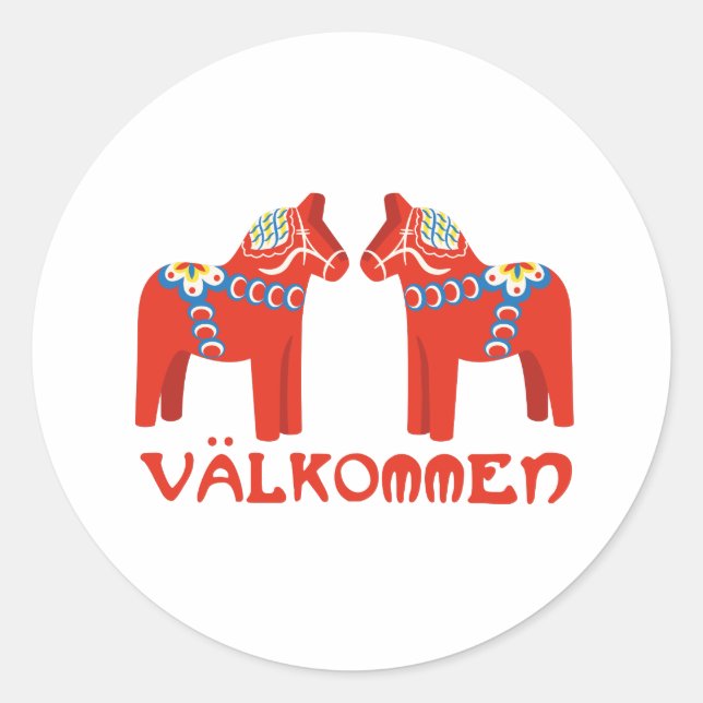 Swedish Horse Valkommen Classic Round Sticker (Front)