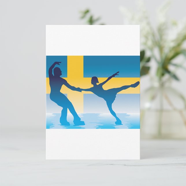 Swedish Ice Skating Duo Silhouette Invitation (Creator Uploaded)
