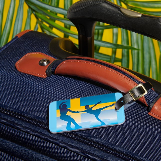 Swedish Ice Skating Duo Silhouette Luggage Tag (Creator Uploaded)