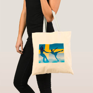Swedish Ice Skating Duo Silhouette Tote Bag