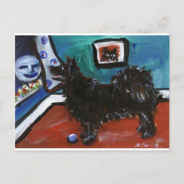 Swedish Lapphund senses smiling moon Postcard (Front)