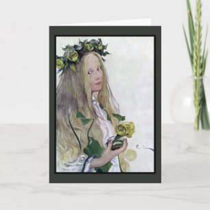 Swedish Lucia Girl Holding Flower Holiday Card