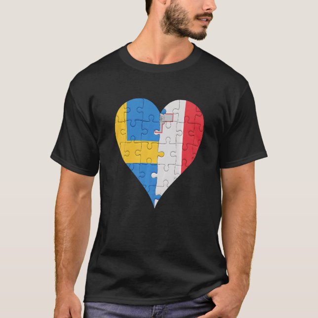 Swedish Maltese Flag Heart T-Shirt (Front)