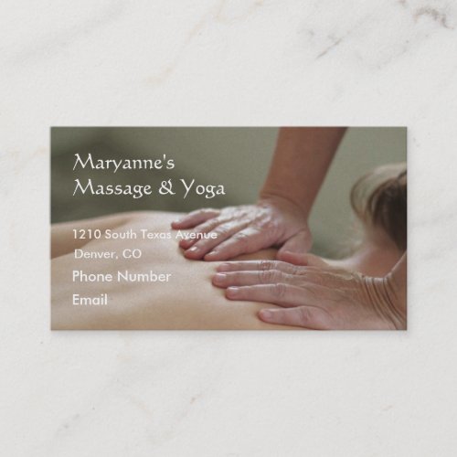 Swedish Massage Photo _ Back Appointment Card