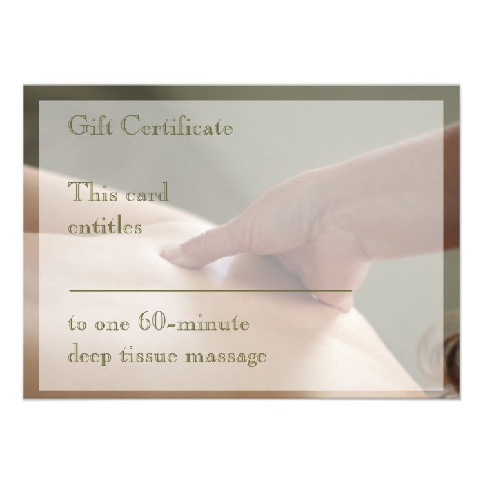 Swedish Massage Photo   Thumb    Gift Certificate Personalized Invitations