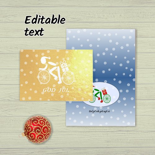 Swedish Merry Christmas cyclist Foil Card