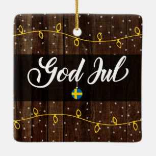 Swedish Merry Christmas, Sweden, God Jul Ceramic Ornament