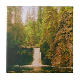 Swedish Moody Waterfall, Hälsingland, Sweden Ceramic Tile