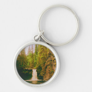 Swedish Moody Waterfall, Hälsingland, Sweden Keychain