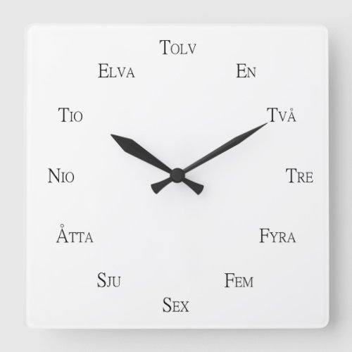 Swedish Numbers Language Learning Personalizable Square Wall Clock