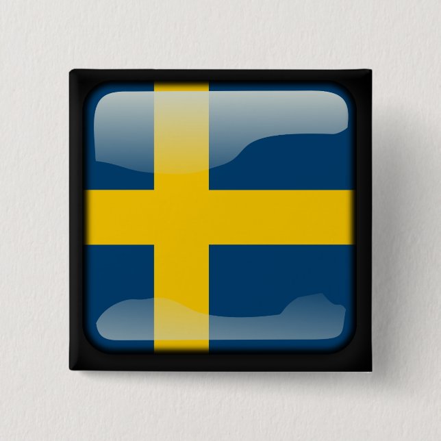 Swedish polished flag button (Front)