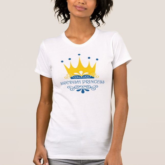 Swedish Princess in Swedish Flag Colors T-Shirt (Front)