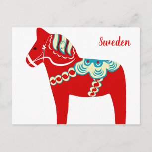Swedish Red Dala Horse Postcard