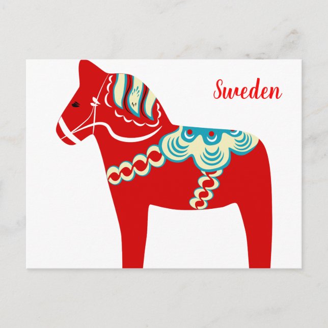 Swedish Red Dala Horse Postcard (Front)