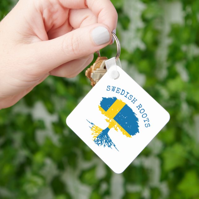 Swedish Roots Flag Keychain (Hand)