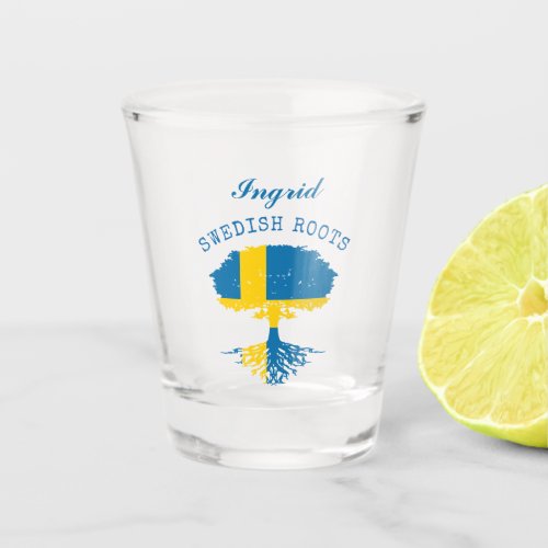 Swedish Roots Flag Personalized Shot Glass