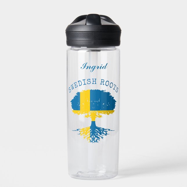 Swedish Roots Flag Personalized Water Bottle (Front)