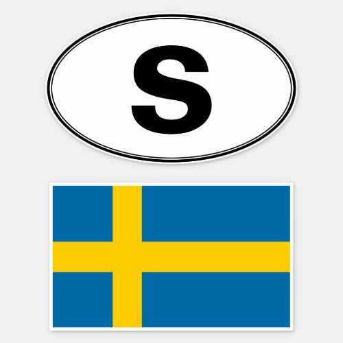 Swedish S Oval and Flag Vinyl Stickers