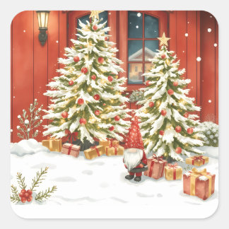 Swedish Santa. Christmas Card Square Sticker