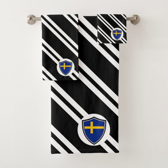 Swedish shield flag bath towel set (Insitu)