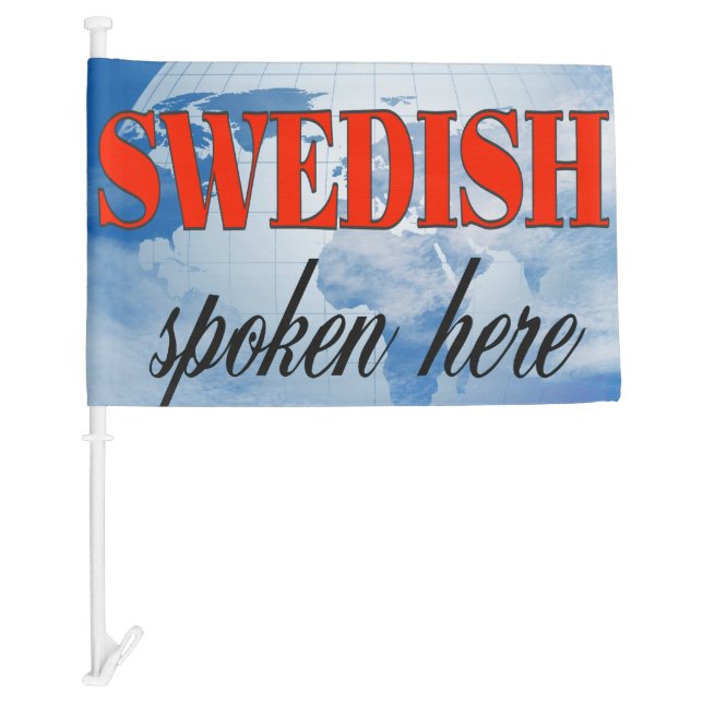 Swedish spoken here cloudy earth car flag (Front)