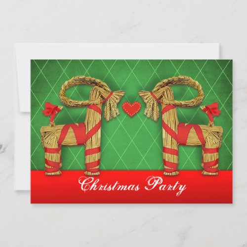 Swedish Straw Goats Christmas Holiday Party Custom Invitation