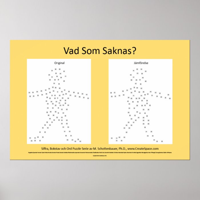 Swedish/Svenska  "What's Missing?" Poster Puzzle