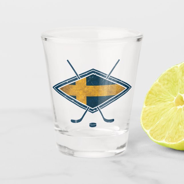 Swedish Sverige Ice Hockey Flag Logo Shot Glass (Front)