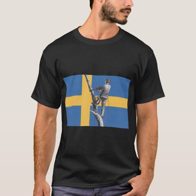Swedish Sweden Arborist Arbor Chainsaw. T-Shirt (Front)