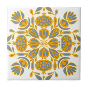swedish tiles  beautiful yellow flowers