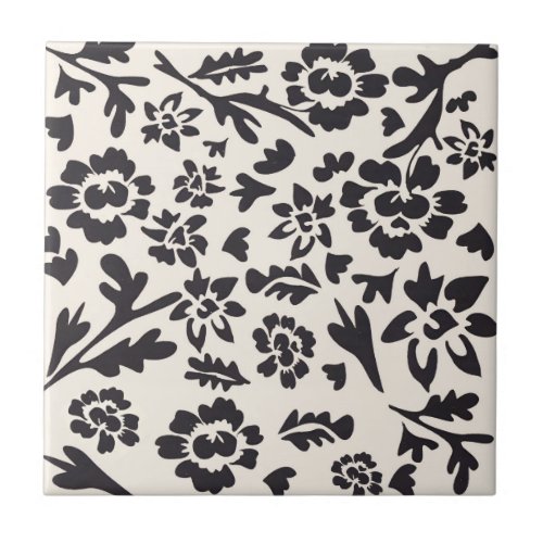 swedish tiles black baby flower