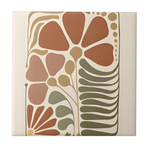 swedish tiles brown tone flower