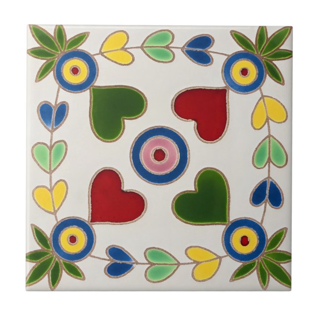 swedish tiles colorful hearts (Front)