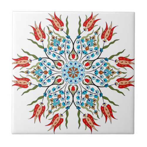 swedish tiles red flower bud