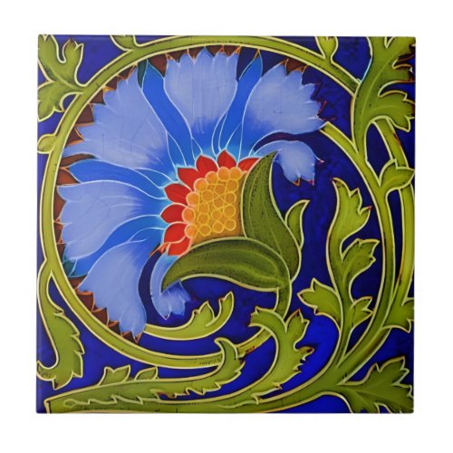 swedish tiles vintage blue flower