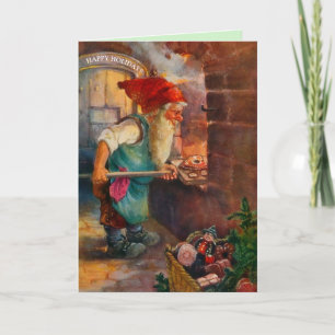Swedish Tomten or Elf Gingerbread Baker Christmas Card