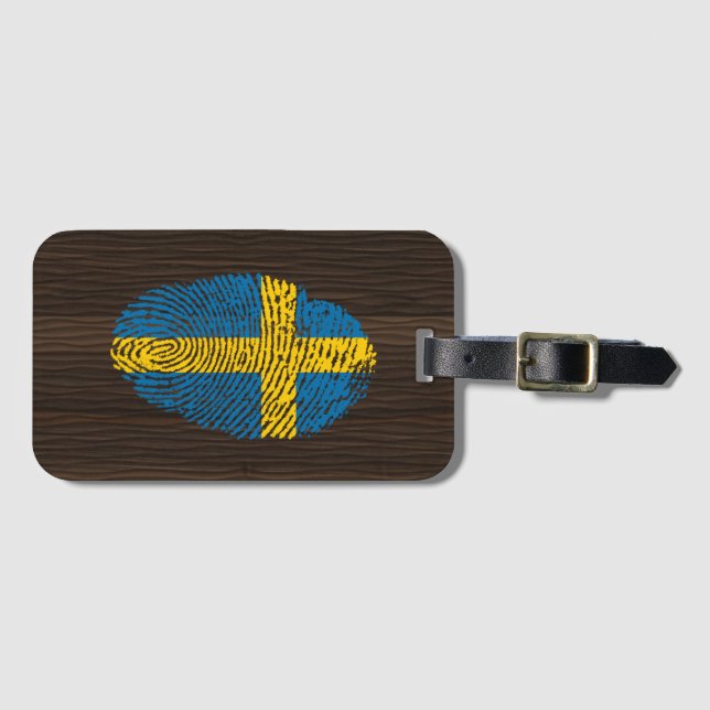 Swedish touch fingerprint flag luggage tag (Front Horizontal)