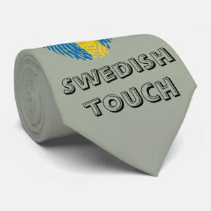 Swedish touch fingerprint flag neck tie
