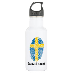 Swedish touch fingerprint flag stainless steel water bottle