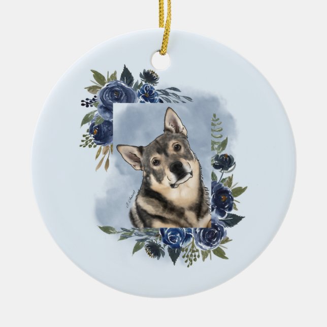 Swedish Vallhund Ceramic Ornament (Front)