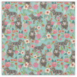 swedish vallhund dog florals mint fabric