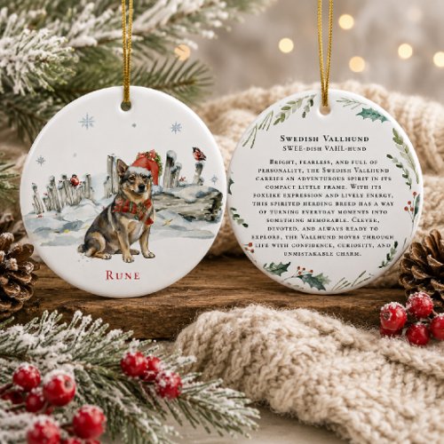 Swedish Vallhund Dog Monogram Ceramic Ornament