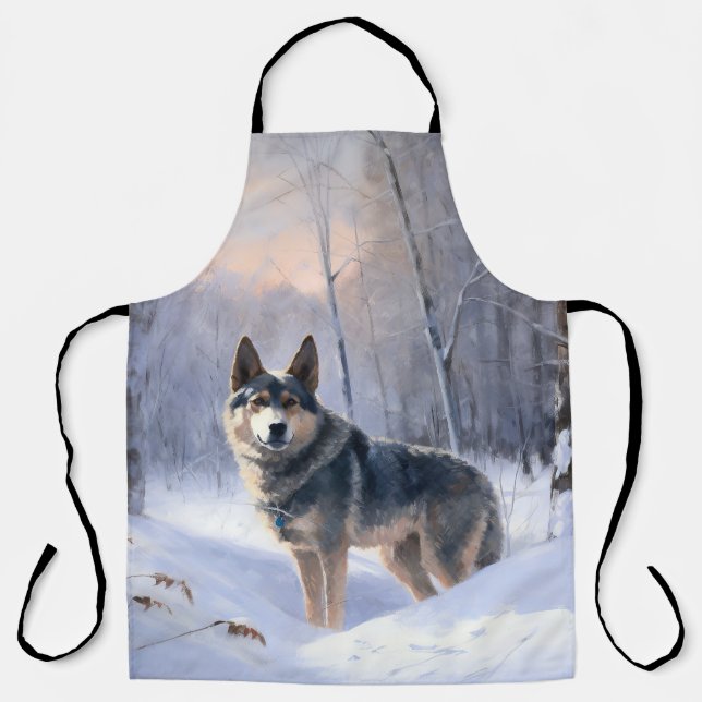 Swedish Vallhund Let It Snow Christmas  Apron (Front)