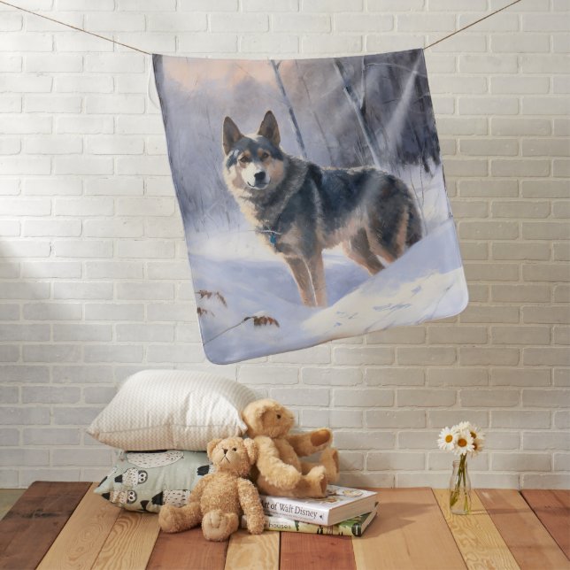 Swedish Vallhund Let It Snow Christmas  Baby Blanket (In Situ)