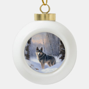 Swedish Vallhund Let It Snow Christmas Ceramic Ball Christmas Ornament
