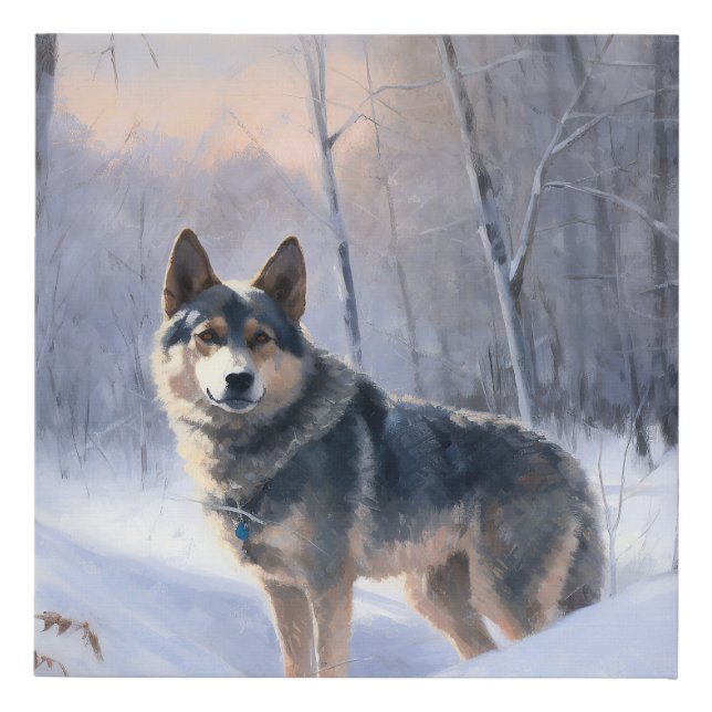 Swedish Vallhund Let It Snow Christmas  Faux Canvas Print (Front)